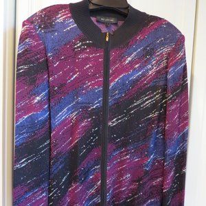 Pre loved St.John full-zip sweater with crystal embellishments, size Large